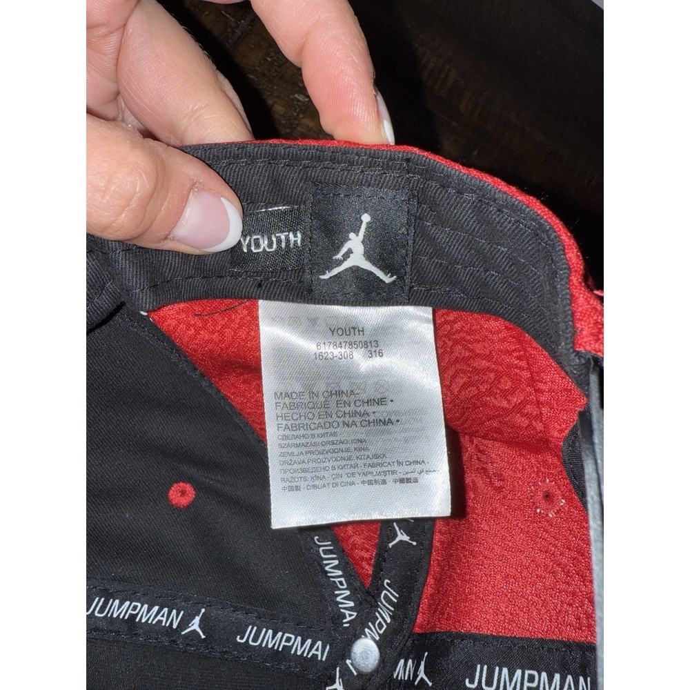 Jordan Nike Y2K Red‎ Black Youth Snapback Hat NEW Crackle - Picture 6 of 6